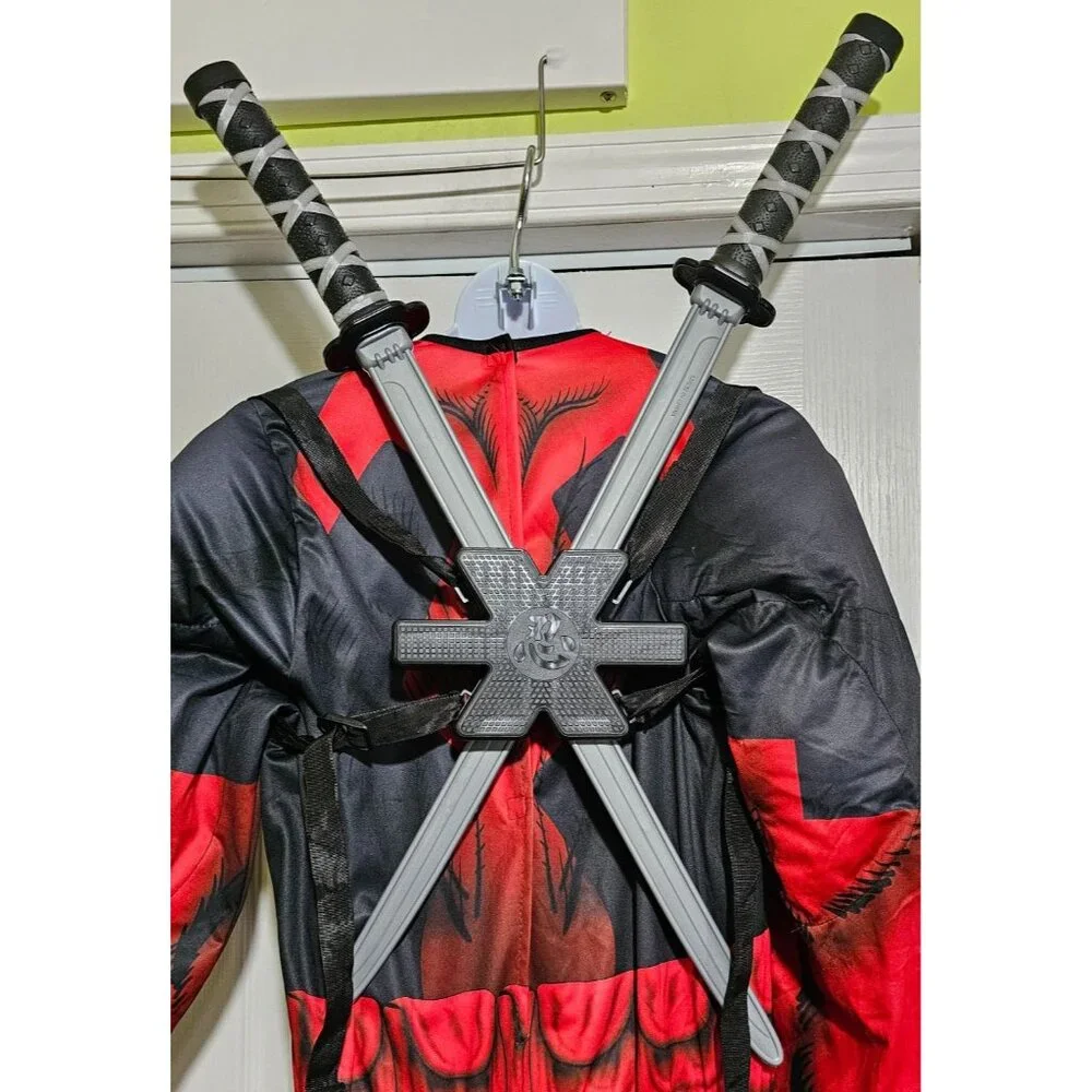 Deadpool Costume Mask Katan Sword Sia Set Weapons Set Marvel Teen Kids XL 14-16